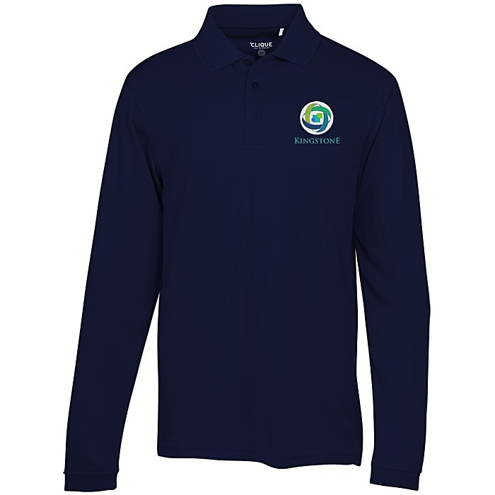 Custom Ice Performance Pique Long Sleeve Polo - Men's