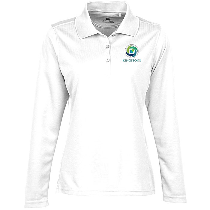 Custom Ice Performance Pique Long Sleeve Polo - Ladies'