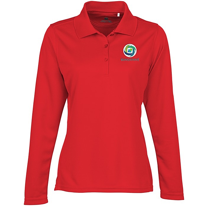 Custom Ice Performance Pique Long Sleeve Polo - Ladies'