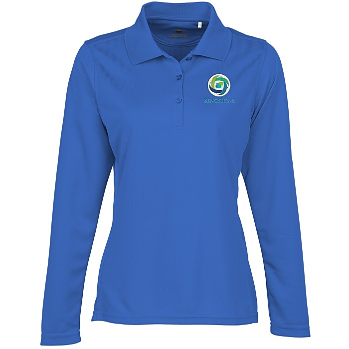 Custom Ice Performance Pique Long Sleeve Polo - Ladies'