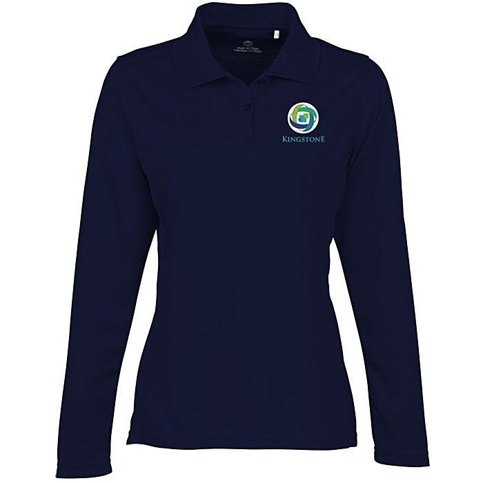 Custom Ice Performance Pique Long Sleeve Polo - Ladies'