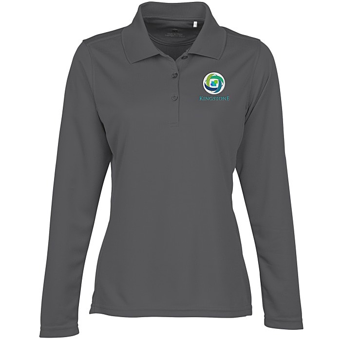 Custom Ice Performance Pique Long Sleeve Polo - Ladies'