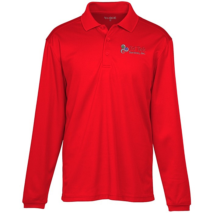 Custom Spin Dye Long Sleeve Pique Polo - Men's