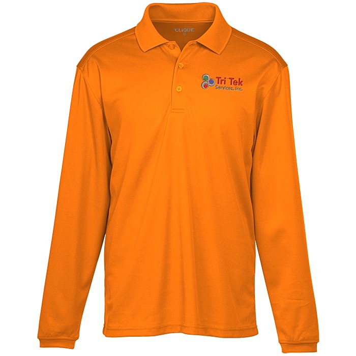 Custom Spin Dye Long Sleeve Pique Polo - Men's
