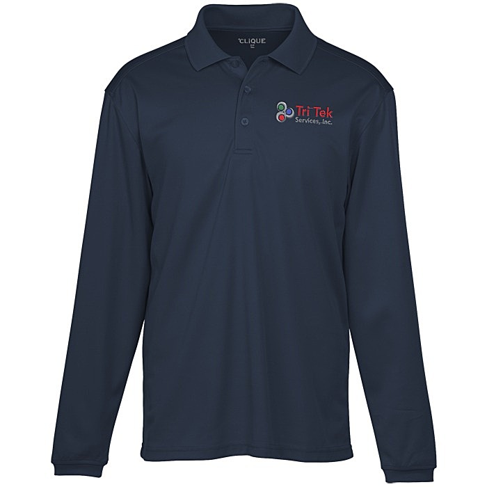 Custom Spin Dye Long Sleeve Pique Polo - Men's