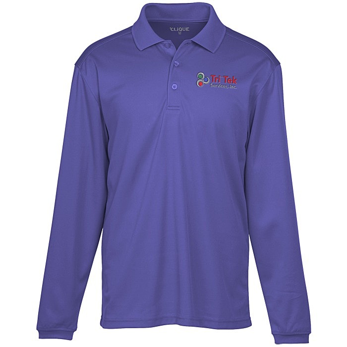 Custom Spin Dye Long Sleeve Pique Polo - Men's