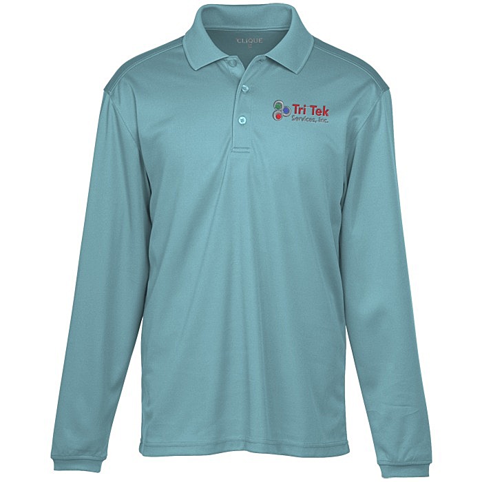 Custom Spin Dye Long Sleeve Pique Polo - Men's