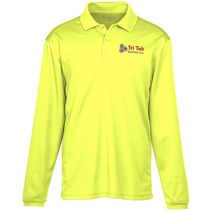 Custom Spin Dye Long Sleeve Pique Polo - Men's