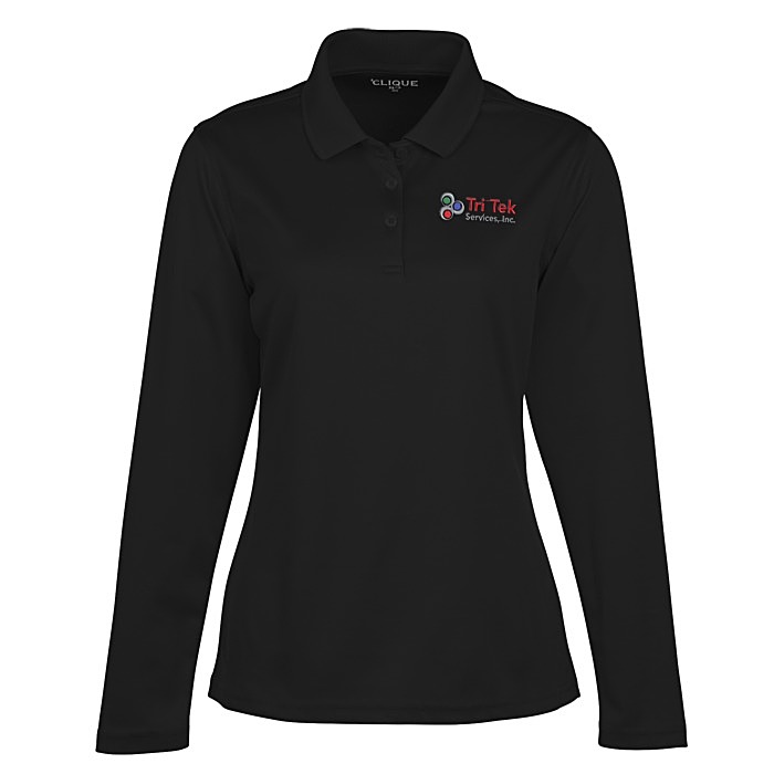 Custom Spin Dye Long Sleeve Pique Polo - Ladies'