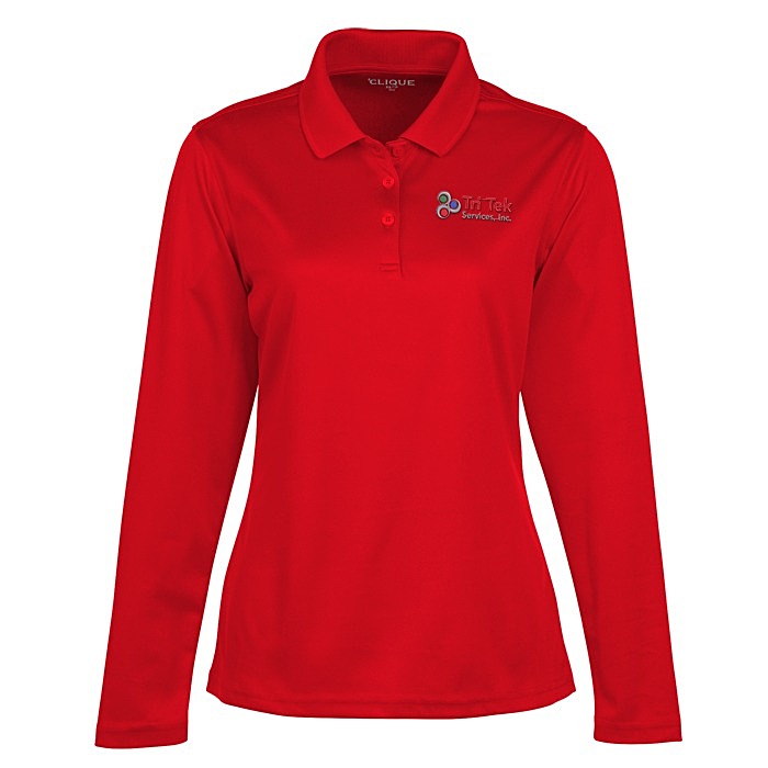 Custom Spin Dye Long Sleeve Pique Polo - Ladies'