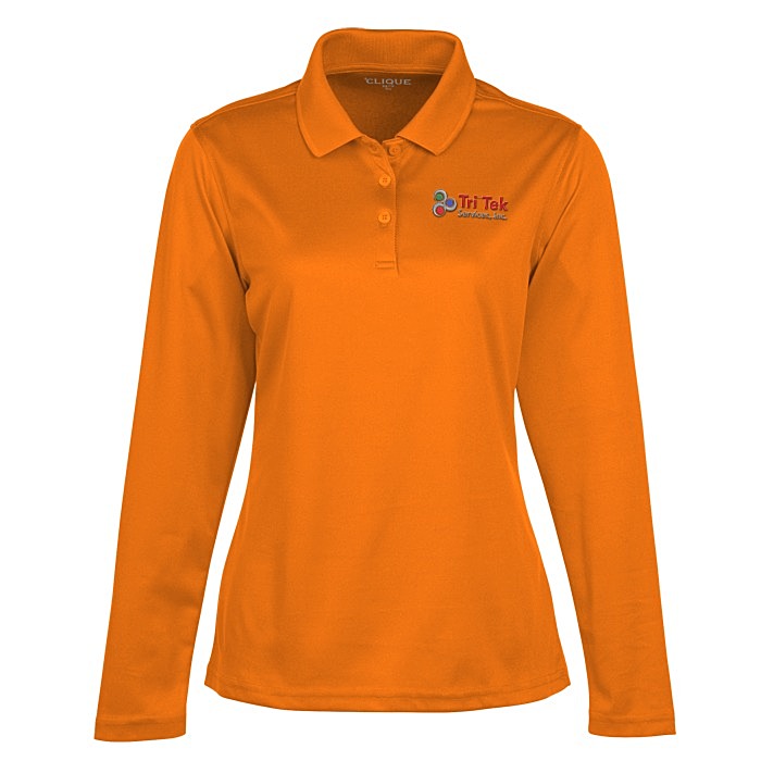 Custom Spin Dye Long Sleeve Pique Polo - Ladies'