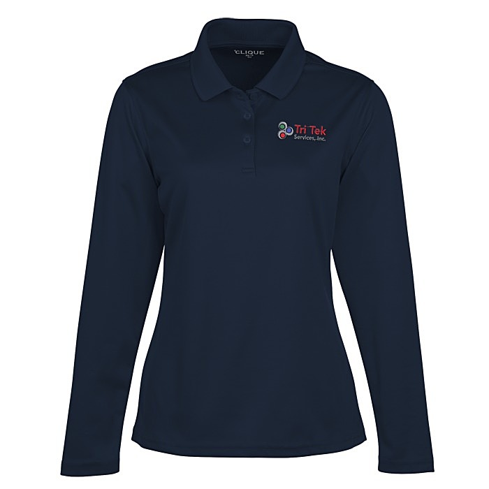 Custom Spin Dye Long Sleeve Pique Polo - Ladies'