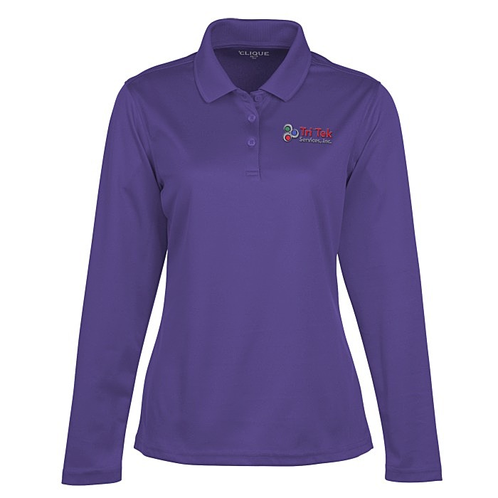 Custom Spin Dye Long Sleeve Pique Polo - Ladies'