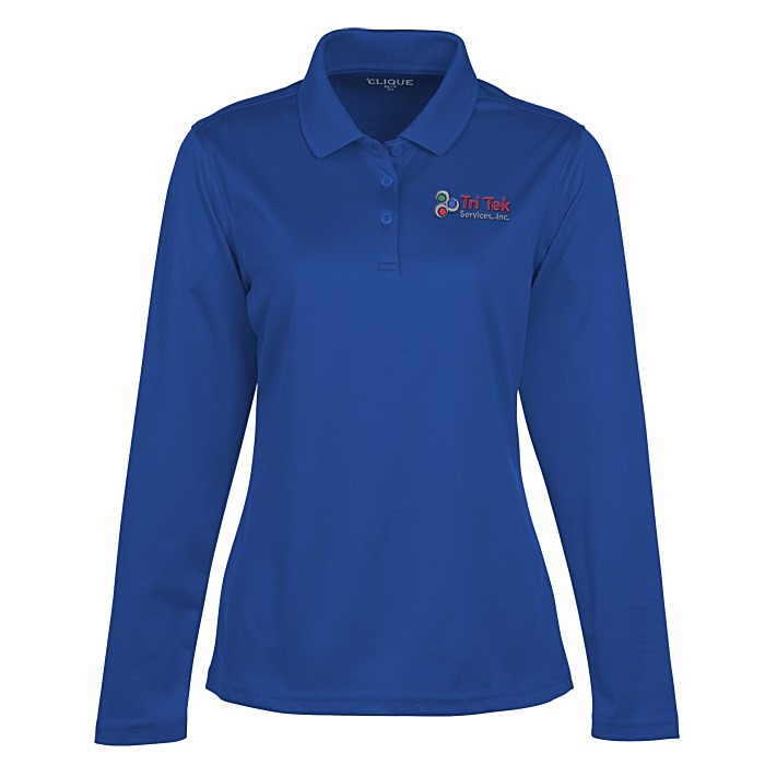 Custom Spin Dye Long Sleeve Pique Polo - Ladies'