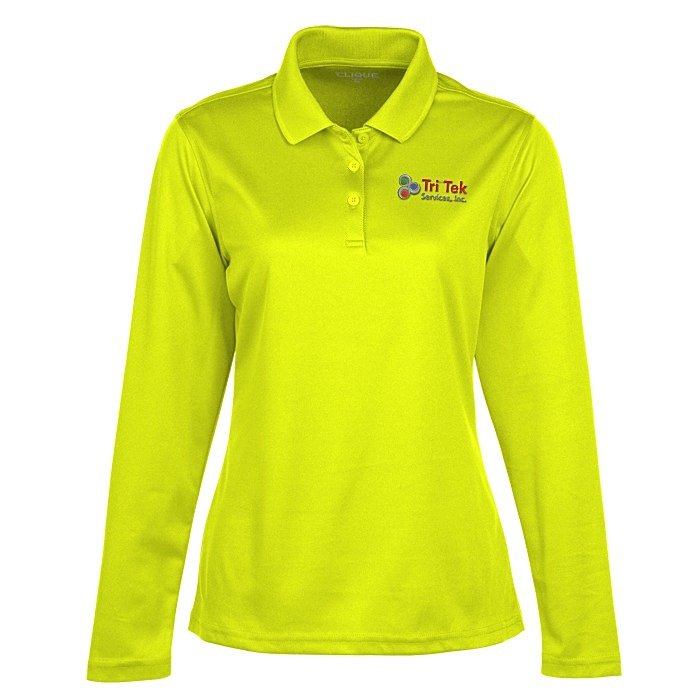 Custom Spin Dye Long Sleeve Pique Polo - Ladies'