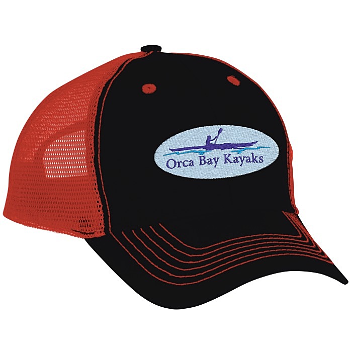 Custom Colour Accent Mesh Snapback Cap- Embroidered