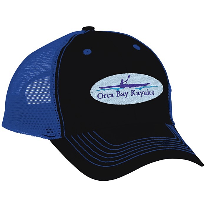 Custom Colour Accent Mesh Snapback Cap- Embroidered