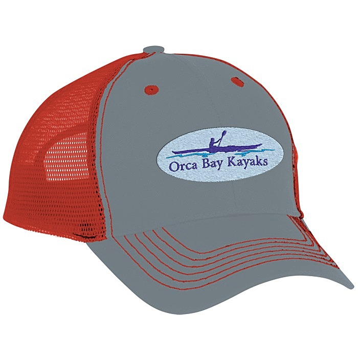 Custom Colour Accent Mesh Snapback Cap- Embroidered