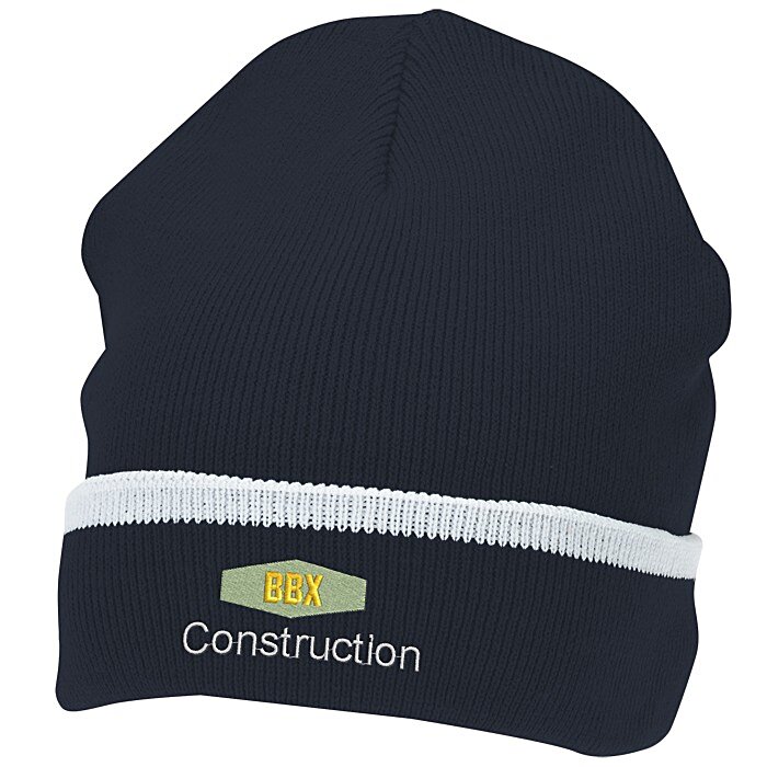 Custom Edge Stripe Knit Beanie