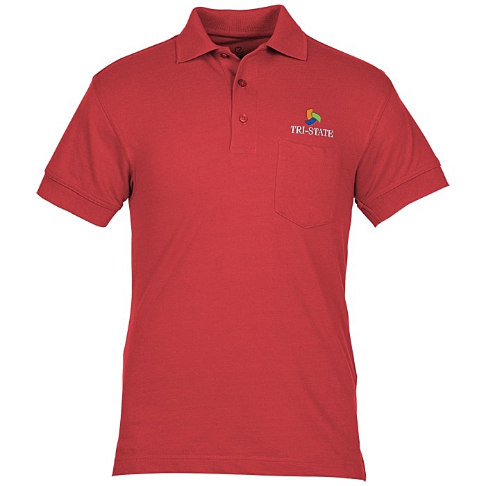 Custom Smooth Touch Blended Pocket Pique Polo - Men's