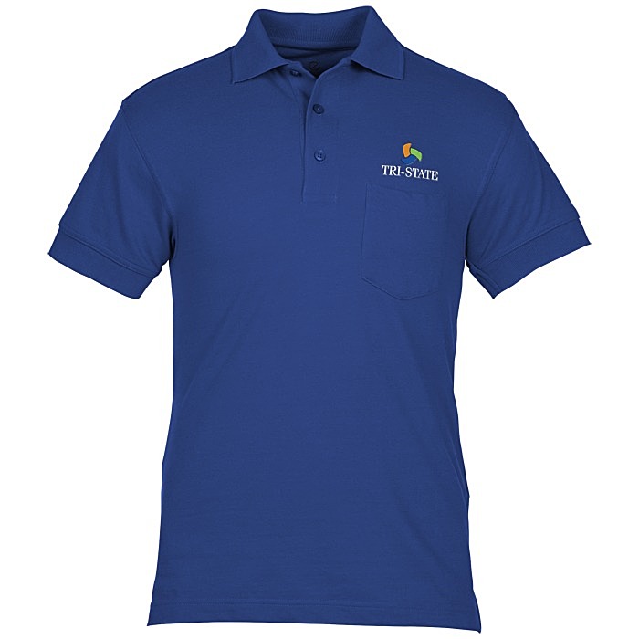Custom Smooth Touch Blended Pocket Pique Polo - Men's