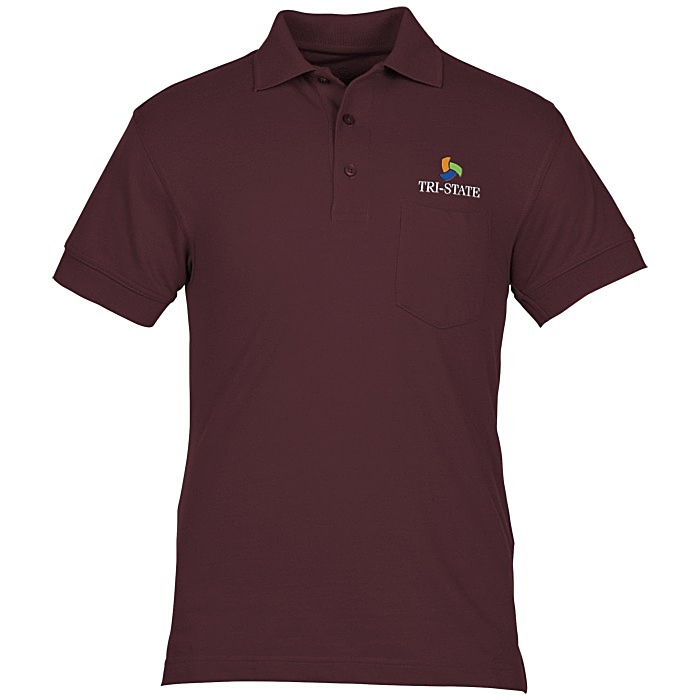Custom Smooth Touch Blended Pocket Pique Polo - Men's