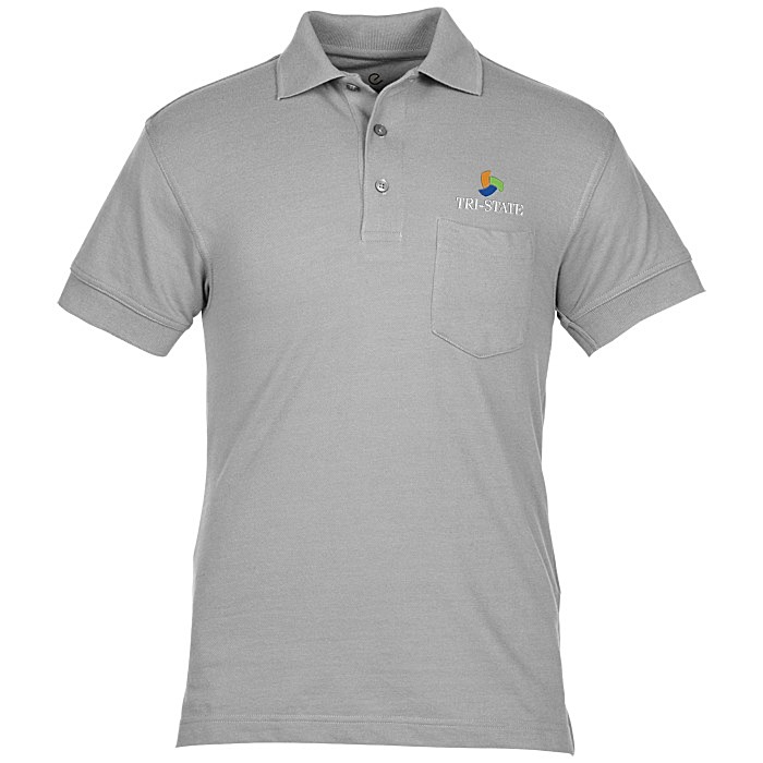 Custom Smooth Touch Blended Pocket Pique Polo - Men's
