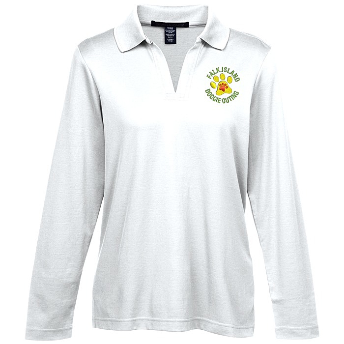 Custom CrownLux Performance Plaited LS Polo - Ladies'