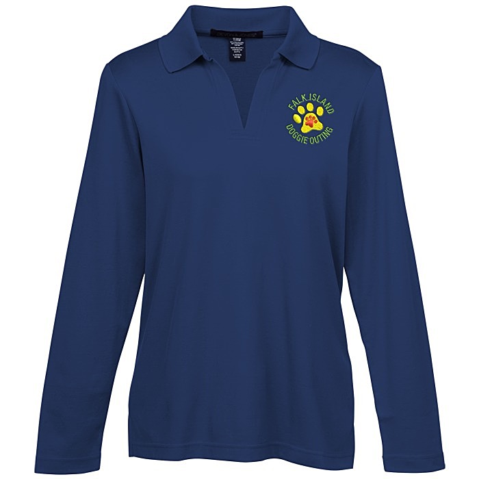 Custom CrownLux Performance Plaited LS Polo - Ladies'