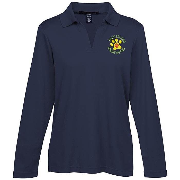 Custom CrownLux Performance Plaited LS Polo - Ladies'