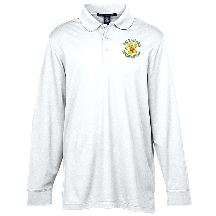 Custom CrownLux Performance Plaited LS Polo - Men's