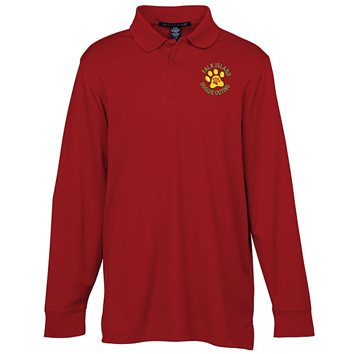 Custom CrownLux Performance Plaited LS Polo - Men's