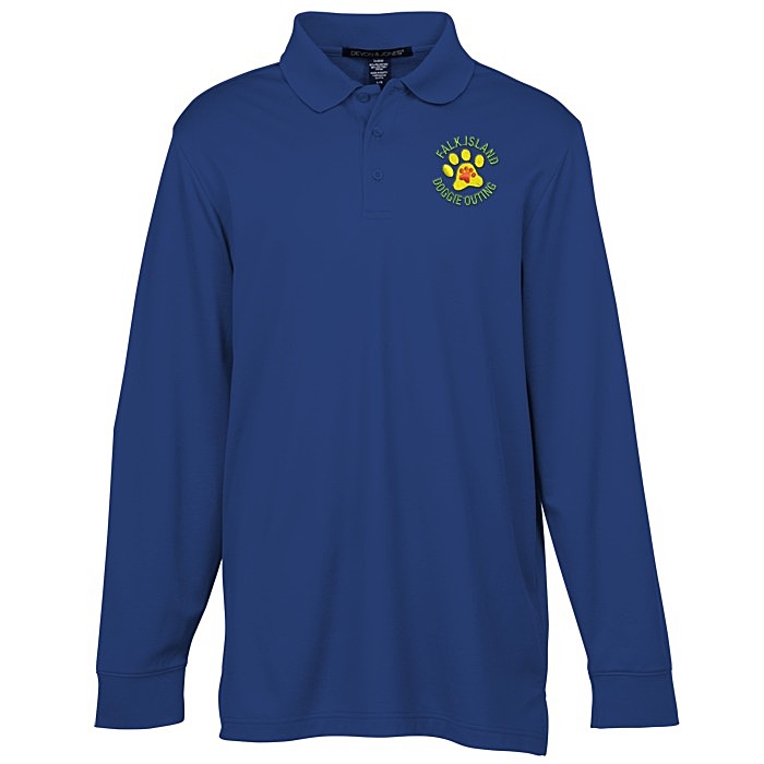 Custom CrownLux Performance Plaited LS Polo - Men's