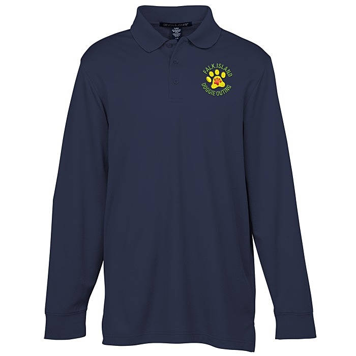 Custom CrownLux Performance Plaited LS Polo - Men's