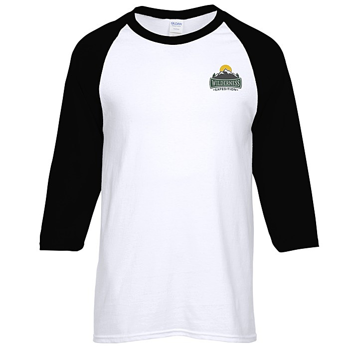 Custom Gildan Heavy Cotton 3/4 Sleeve Raglan T-Shirt - Embroidered