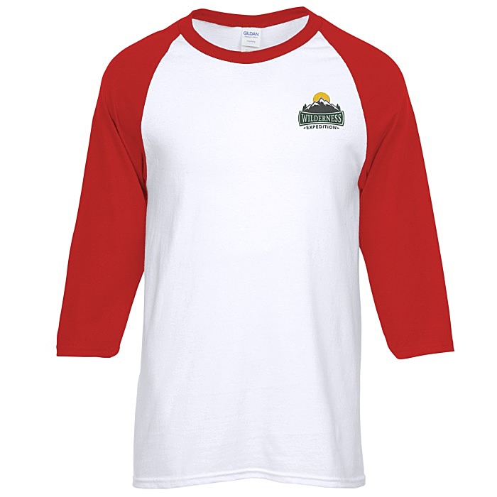 Custom Gildan Heavy Cotton 3/4 Sleeve Raglan T-Shirt - Embroidered