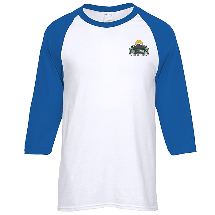 Custom Gildan Heavy Cotton 3/4 Sleeve Raglan T-Shirt - Embroidered