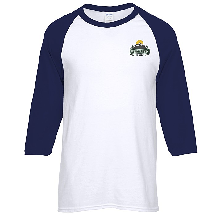 Custom Gildan Heavy Cotton 3/4 Sleeve Raglan T-Shirt - Embroidered