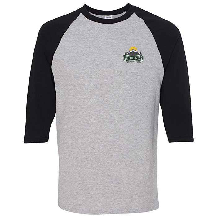 Custom Gildan Heavy Cotton 3/4 Sleeve Raglan T-Shirt - Embroidered