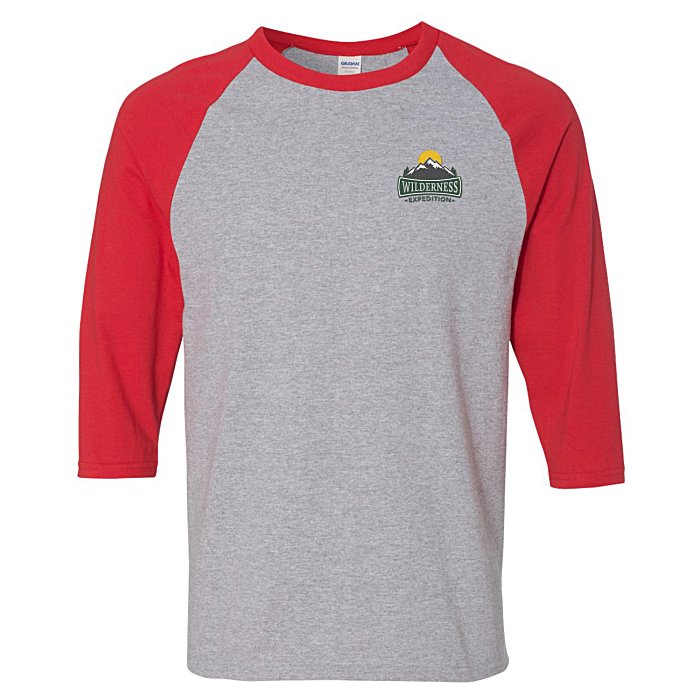 Custom Gildan Heavy Cotton 3/4 Sleeve Raglan T-Shirt - Embroidered