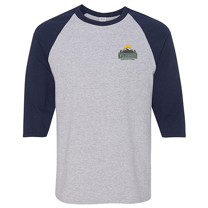 Custom Gildan Heavy Cotton 3/4 Sleeve Raglan T-Shirt - Embroidered