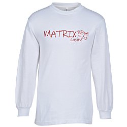 Custom American Apparel Classic Cotton LS T-Shirt - White - Screen