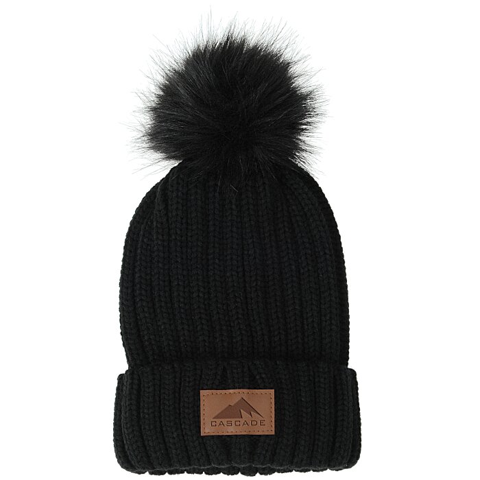 Custom Rib Knit Beanie with Fur Pom Pom