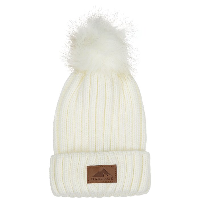 Custom Rib Knit Beanie with Fur Pom Pom