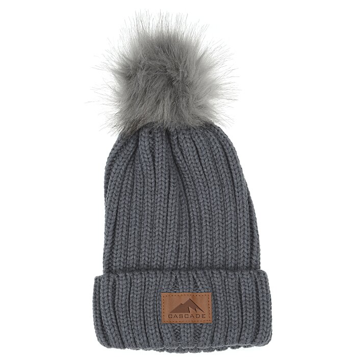 Custom Rib Knit Beanie with Fur Pom Pom