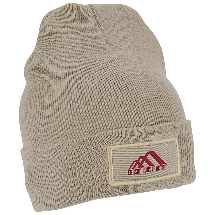 Custom Cuffed Knit Beanie with Patch
