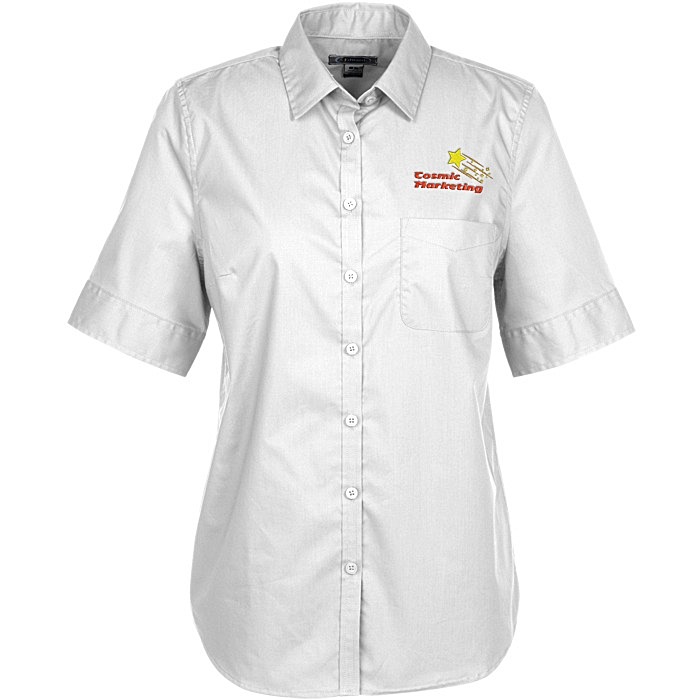 Custom Comfort Stretch Short Sleeve Poplin Shirt - Ladies'