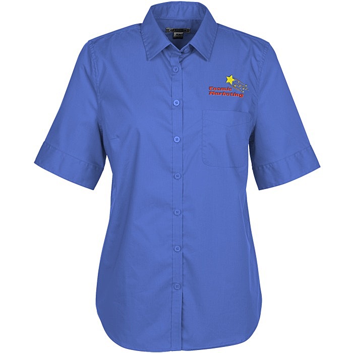 Custom Comfort Stretch Short Sleeve Poplin Shirt - Ladies'