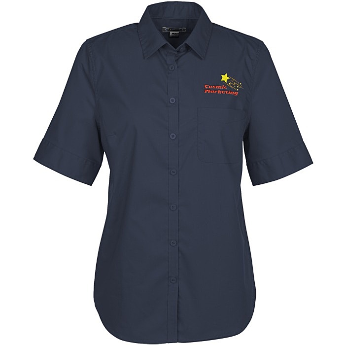 Custom Comfort Stretch Short Sleeve Poplin Shirt - Ladies'
