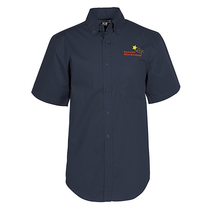 Custom Comfort Stretch Short Sleeve Poplin Shirt - Men's